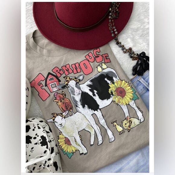 Tops - Cute farmhouse, animal, short sleeve‎ T-shirt
